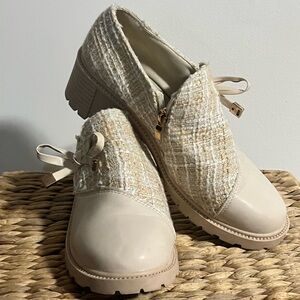 Tan and gold booties